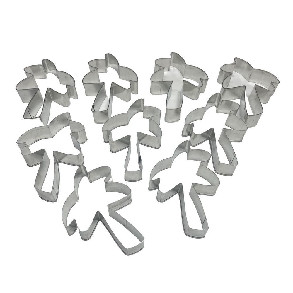 Lot of 9 Vintage Tin Palm Tree Cookie Cutters 4.5 in x 3 in Tropical Beach